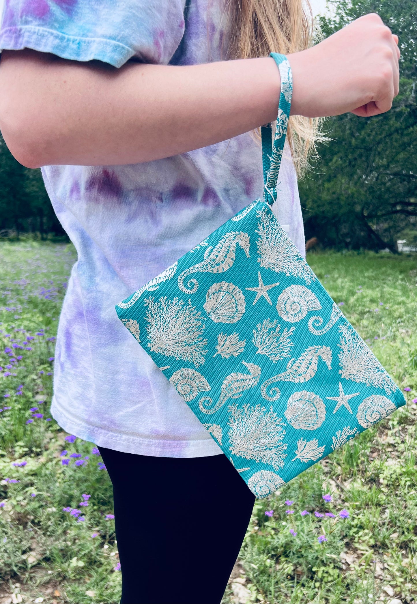 Sea Life Pouch- Turquoise