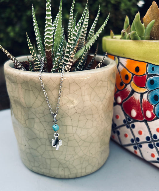 Cactus necklace authentic turquoise